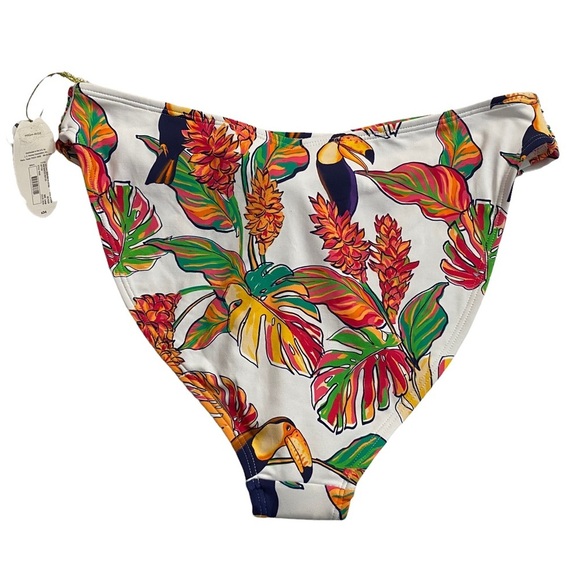 Mynah High Rise High Leg Cheeky Tropical Swim Bottoms Front Knot Detail Large - Picture 2 of 14